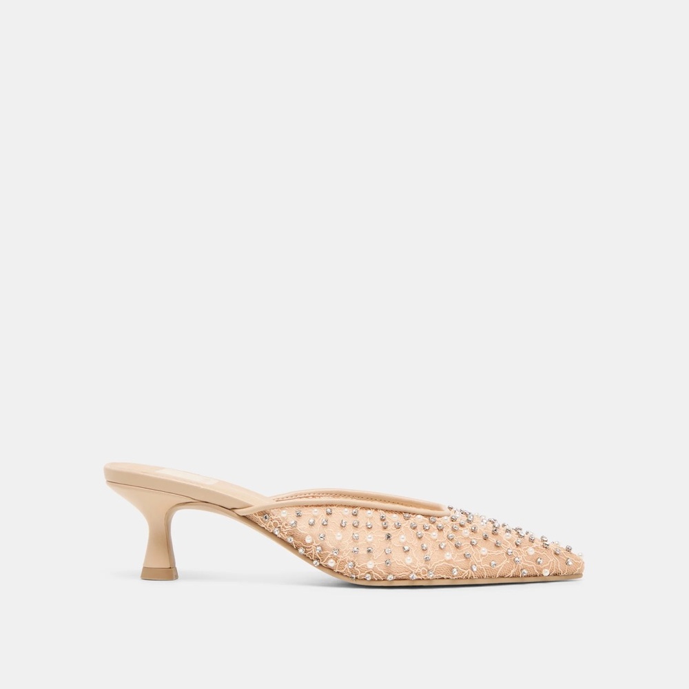 Dolce Vita Cleo Pearl Heels Blush Lace Mesh